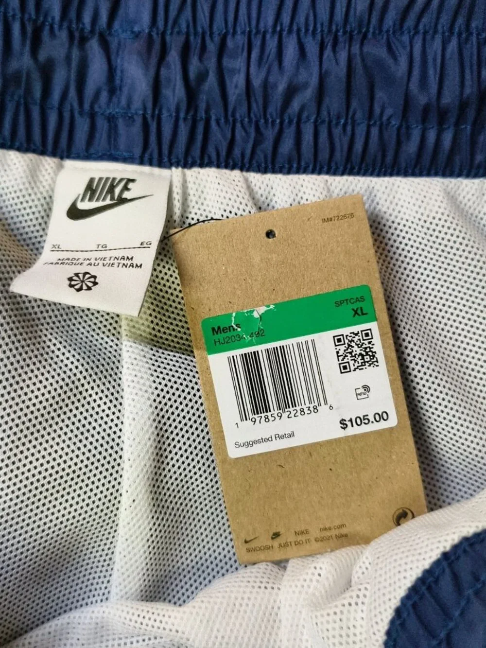 Nike Mens XL Windrunner Taper Track Pants Navy White Lightweight Activewear